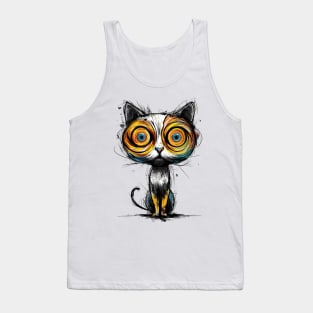 Hypnotic Gaze - Abstract Artistic Cat Tank Top